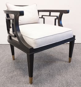 FINE FURNITURE BLACK LACQUER FINISH ARMCHAIR