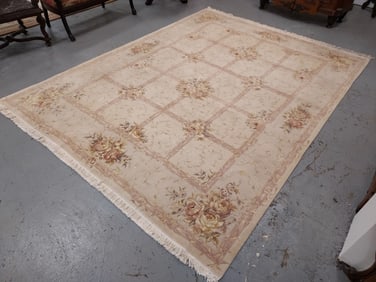 CHINESE HAND KNOTTED WOOL & SILK RUG 8' X 10'