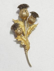 VINTAGE SIGNED BUCCELLATI TRI-TONE THISTLE BROOCH