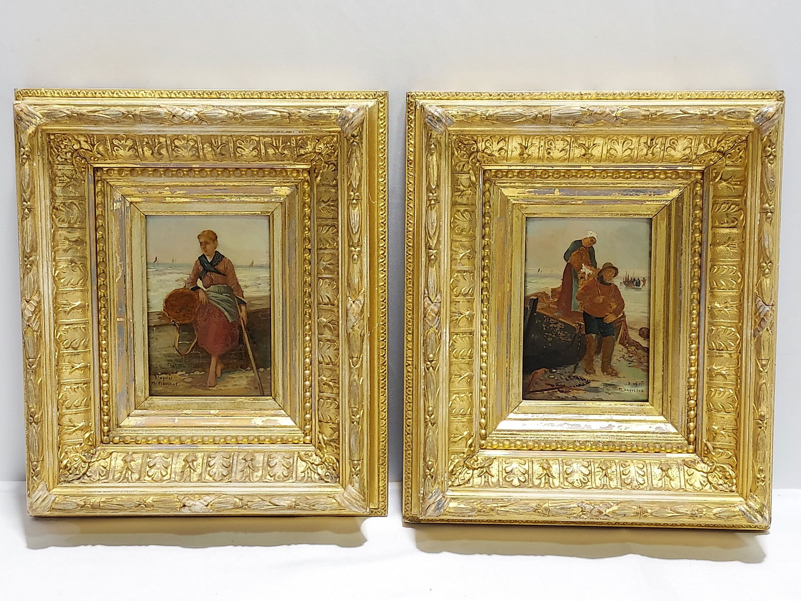 TWO ANTIQUE OIL ON PANEL PAINTINGS, SEASIDE SCENES (1 of 14)