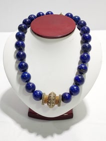 14k GOLD AND LAPIS NECKLACE