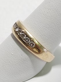 LARGE UNISEX 14K GOLD & DIAMOND RING SZ 10.5