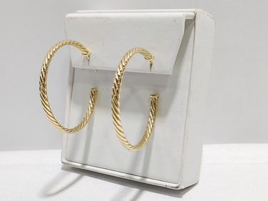 DAVID YURMAN CABLESPIRA 18K YELLOW GOLD HOOPS