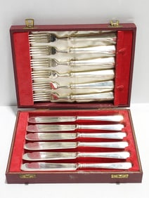 ANTIQUE CJ VANDER STERLING SILVER FISH SET 20.9T