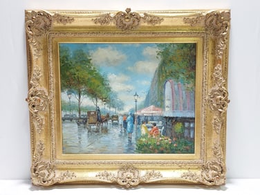 OIL ON CANVAS PAINTING SIGNED E. GILBERT