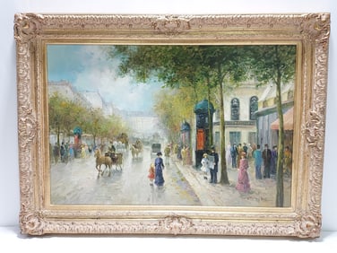LARGE OIL ON CANVAS PAINTING BY T.E. PENCKE