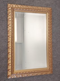 GOLD TONE WALL MIRROR W/ BEVELED GLASS