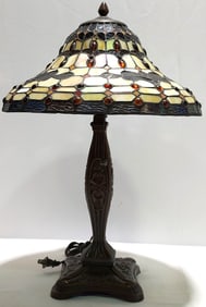 VINTAGE LEADED / STAINED GLASS TABLE LAMP