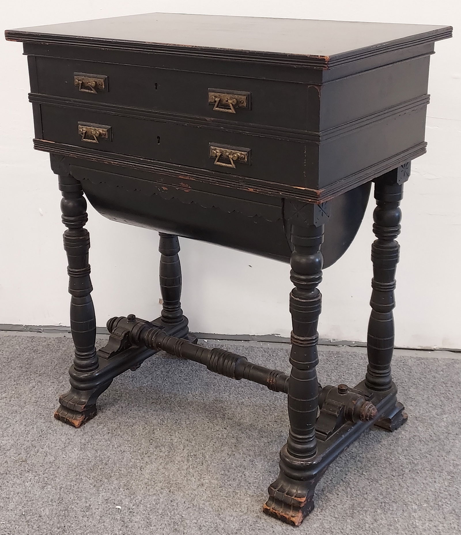 ANTIQUE 19TH C CARVED WOOD SEWING TABLE (1 of 19)