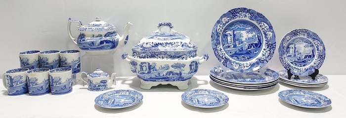 SPODE BLUE ITALIAN PORCELAIN DINNERWARE: 21 PCS