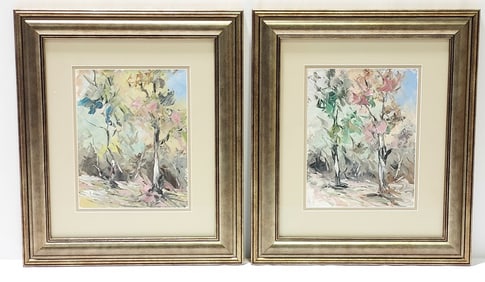 TWO VIRGINIA BEVILLE ABSTRACT OIL PAINTINGS