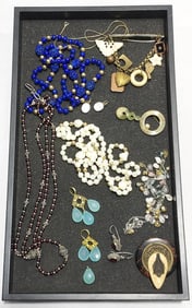 TRAY LOT ASSORTED LADIES COSTUME JEWELRY. 10k ETC.