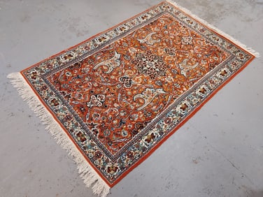 VINTAGE PERSIAN HAND KNOTTED WOOL RUG 4' X 6'