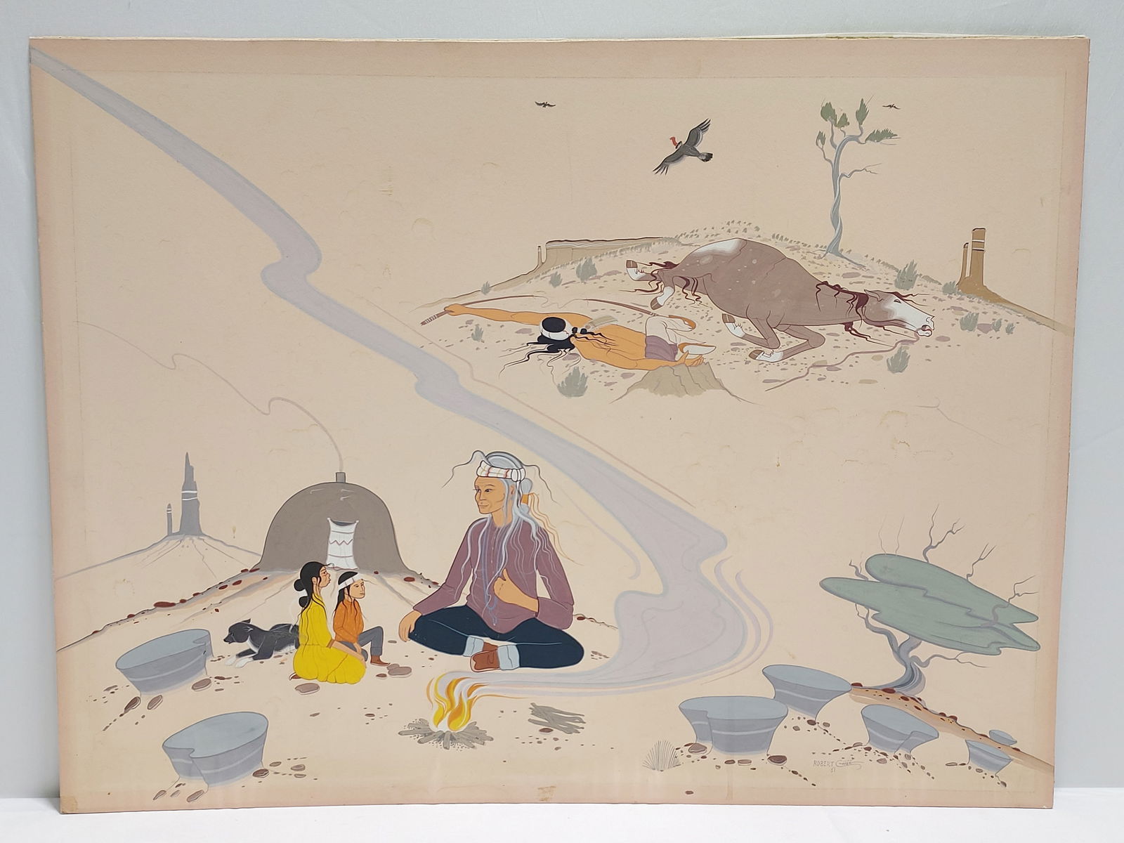 ROBERT CHEE ORIGINAL GOUACHE PAINTING ON BOARD (1 of 10)