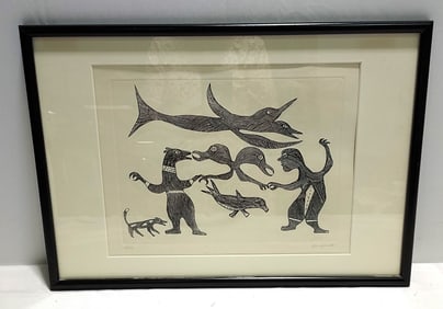 KENOJUAK ASHEVAK 'CAPE DORSET' INUIT ETCHING