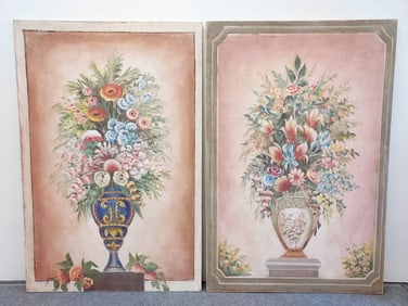 TWO LARGE VINTAGE ITALIAN OIL ON CANVAS PAINTINGS