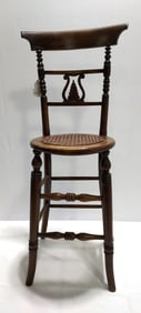 ANTIQUE CHILD'S LYRE BACK WOOD CHAIR