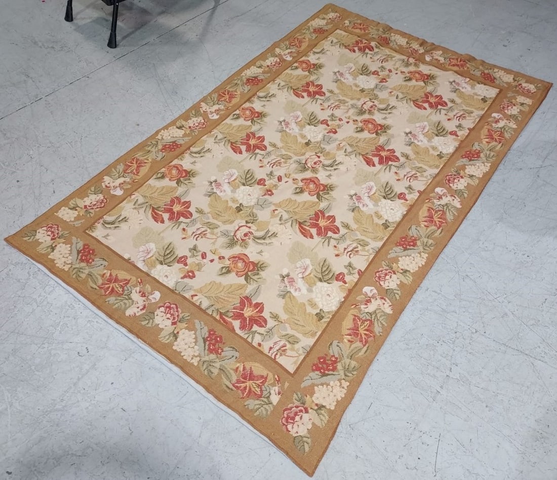 VINTAGE NEEDLEPOINT RUG 5' X 8' (1 of 13)