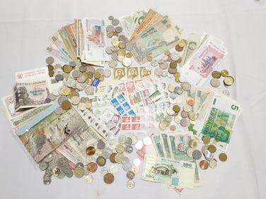 FOREIGN CURRENCY & STAMPS: AFRICA, SINGAPORE, ETC.