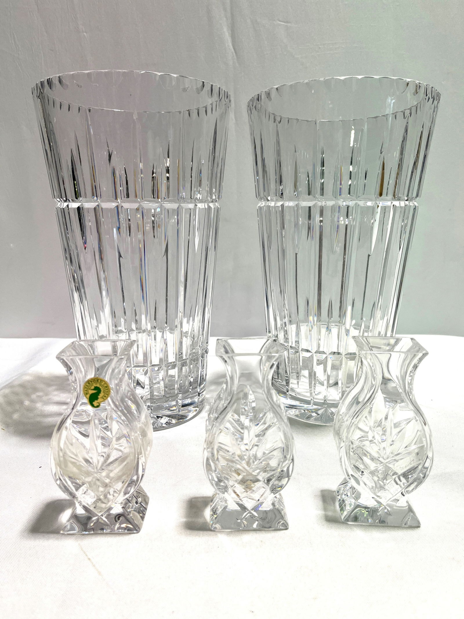 H425 2 12" Ceska Cut Crystal Vases and 3 Waterford (1 of 11)