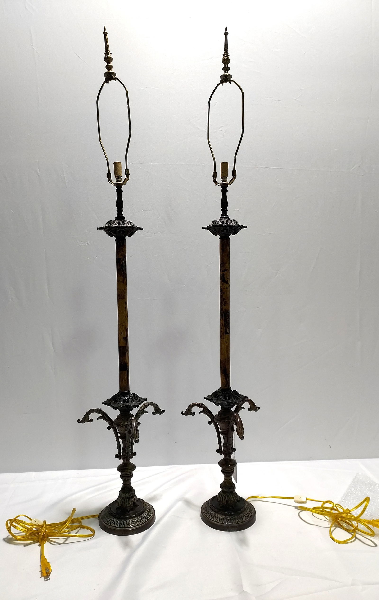 H1601 Pr Tessellated tortoise style Table Lamps (1 of 13)