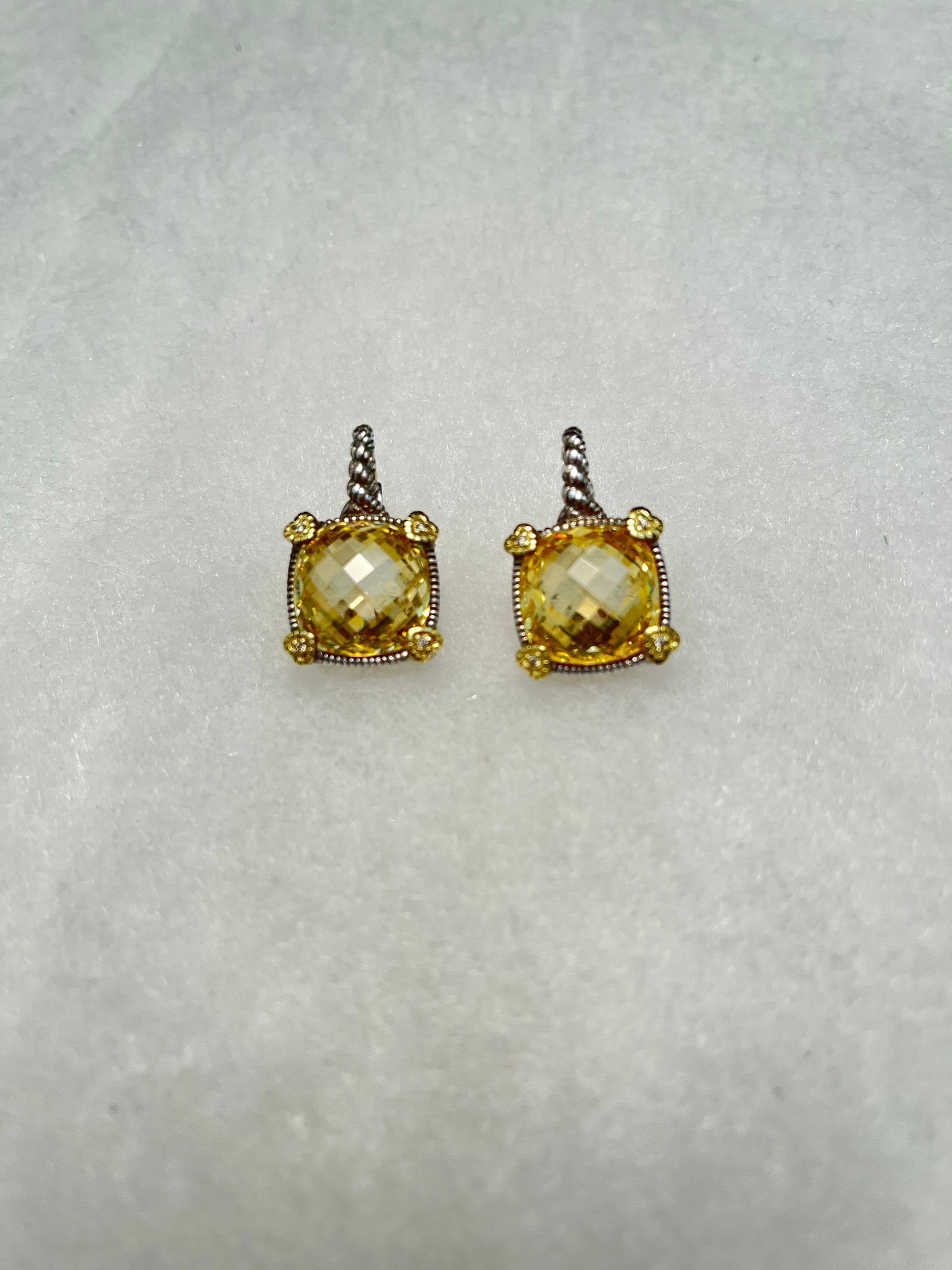 HJ174 Judith Ripka 18k yg & sterling earrings (1 of 1)