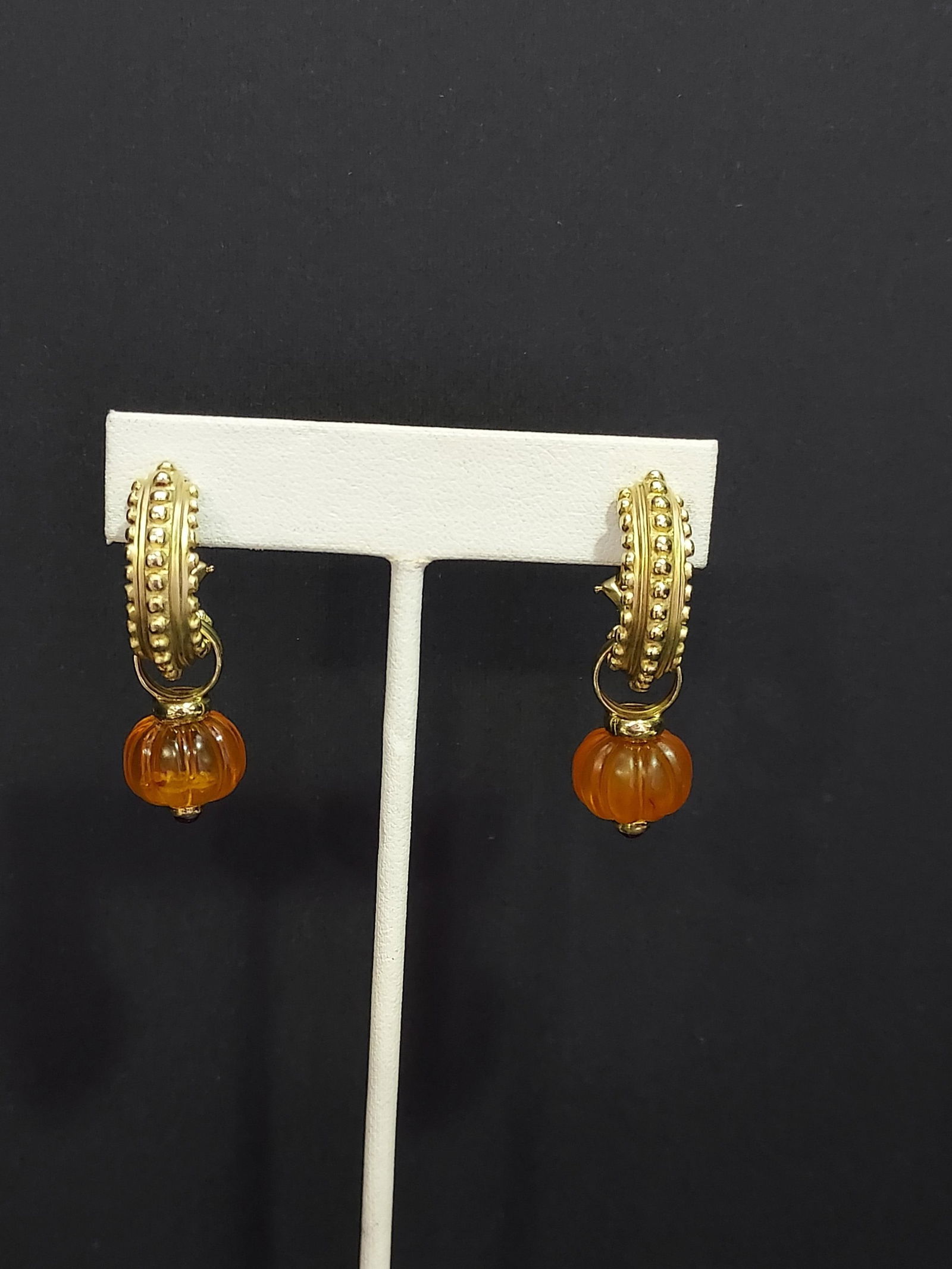 HJ173 14k yellow gold citrine & ruby earrings (1 of 6)