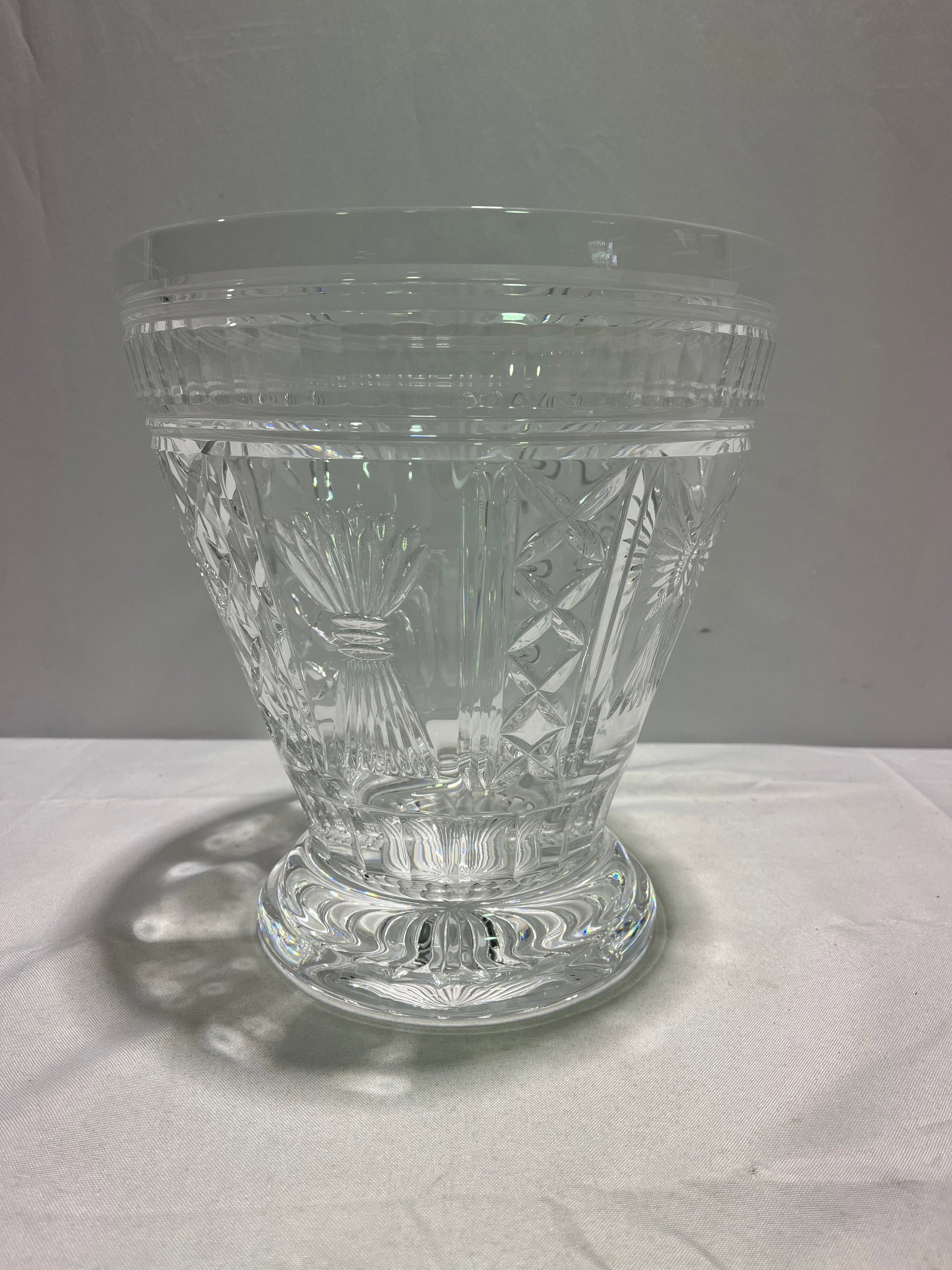 H302 Waterford Crystal Ice Bucket ca2000: Waterford crystal Toast to the Year (2000) ice bucket. 11" x 9.5"