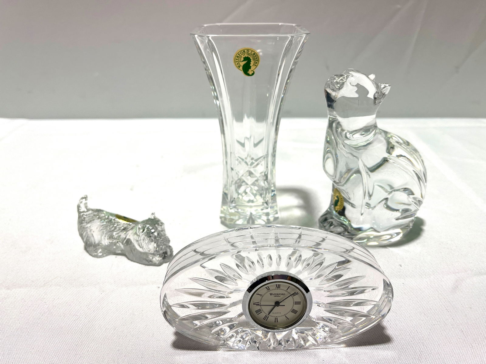 H424 Waterford Crystal Cat Westie Dog Vase Clock (1 of 10)