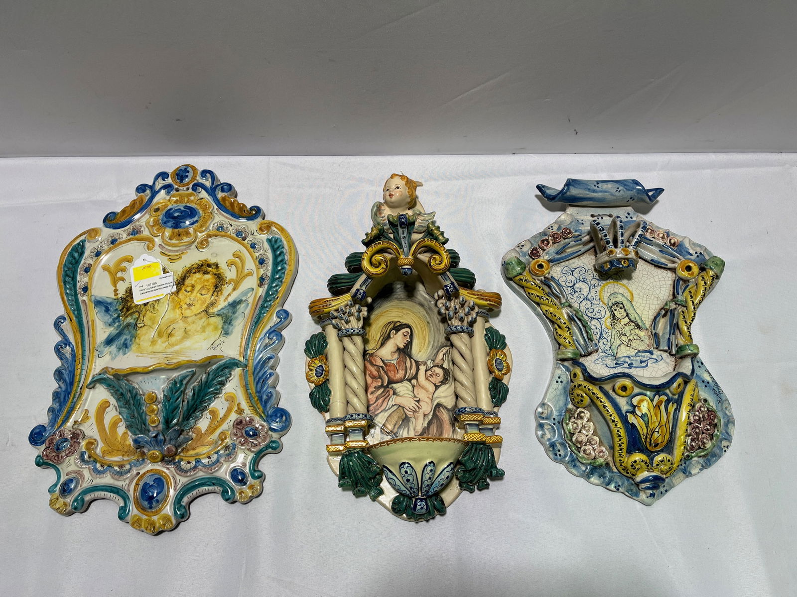 H478 3 Lg Italian Terracotta Holy Water Fonts (1 of 19)