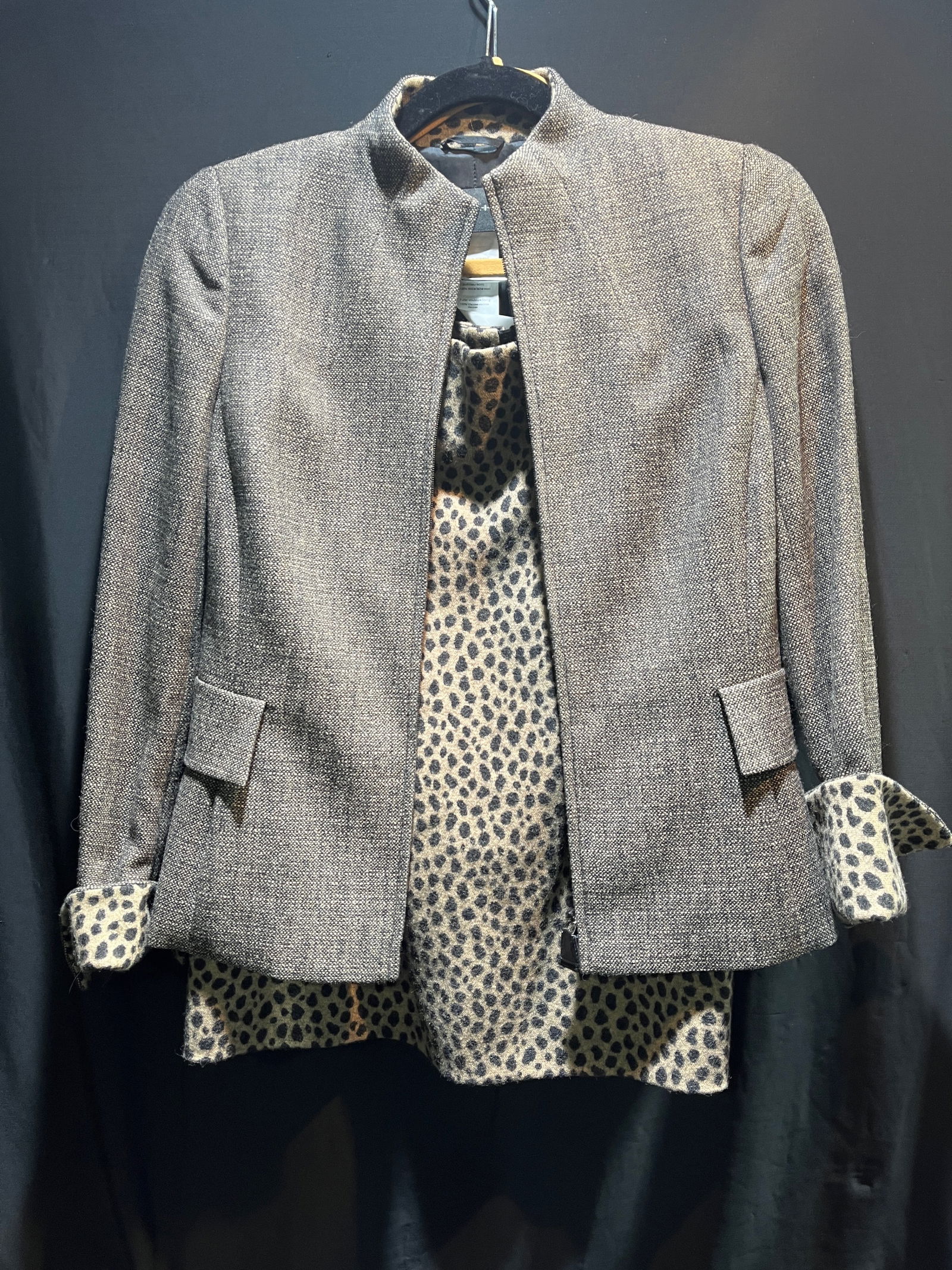 H889 Akris leopard print wool jacket and pencil sk (1 of 9)