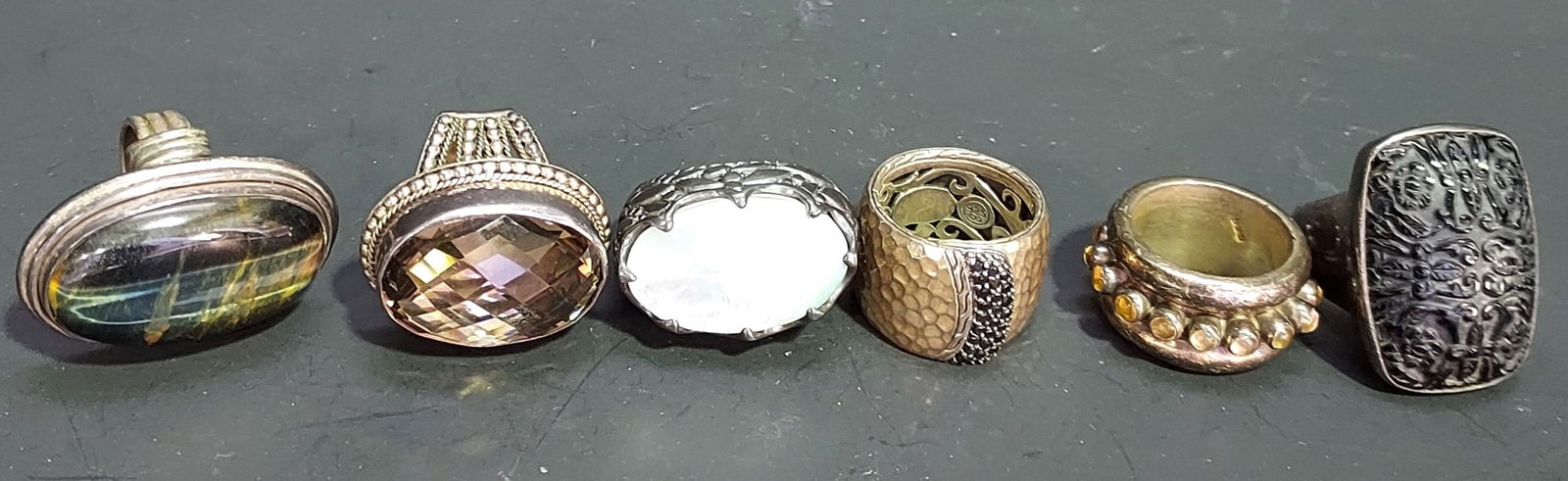 HJ213 Lot of 6 silver rings with stones (1 of 18)