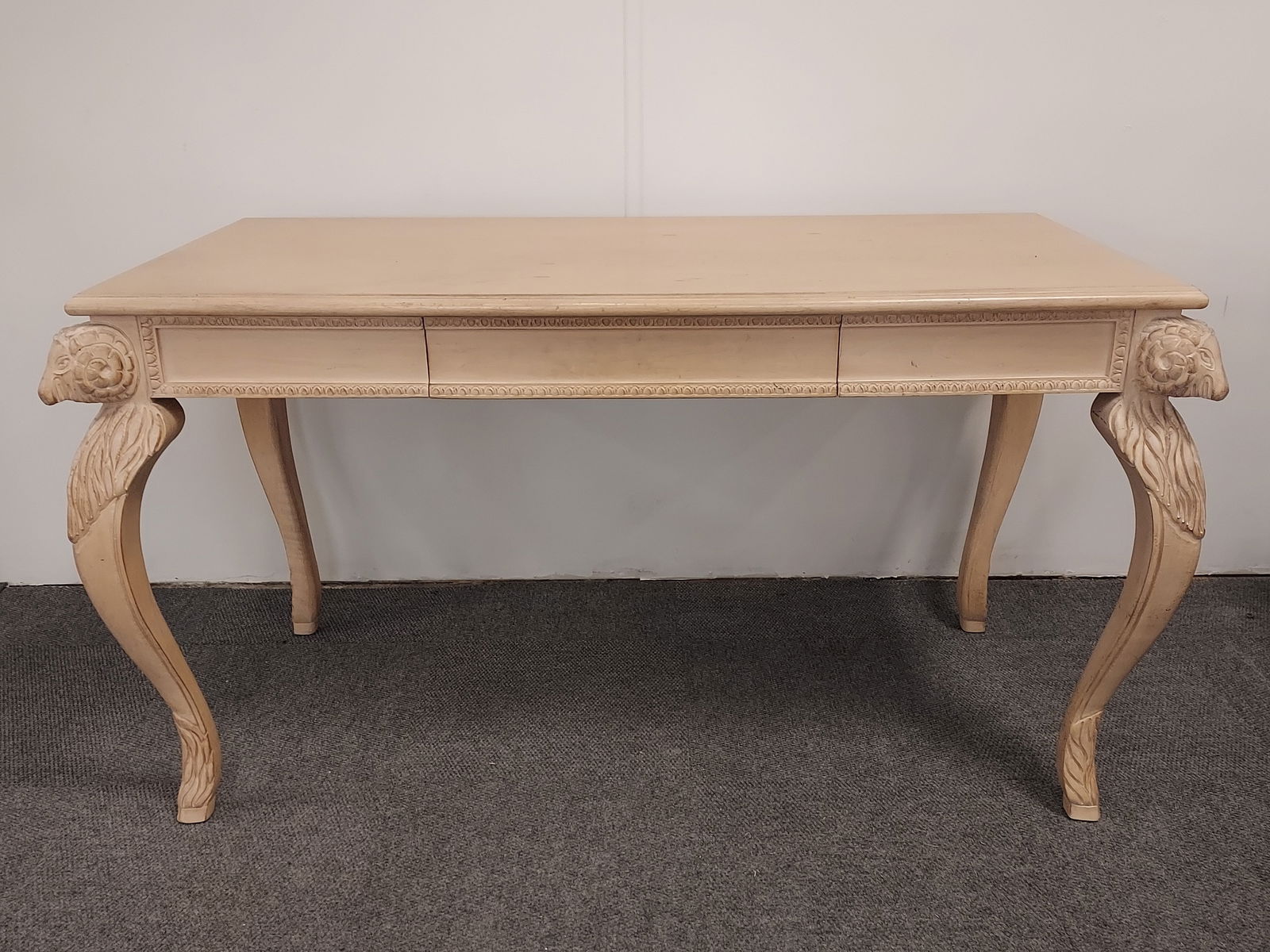 H375 White Washed Desk w/ Ram's Heads (1 of 10)