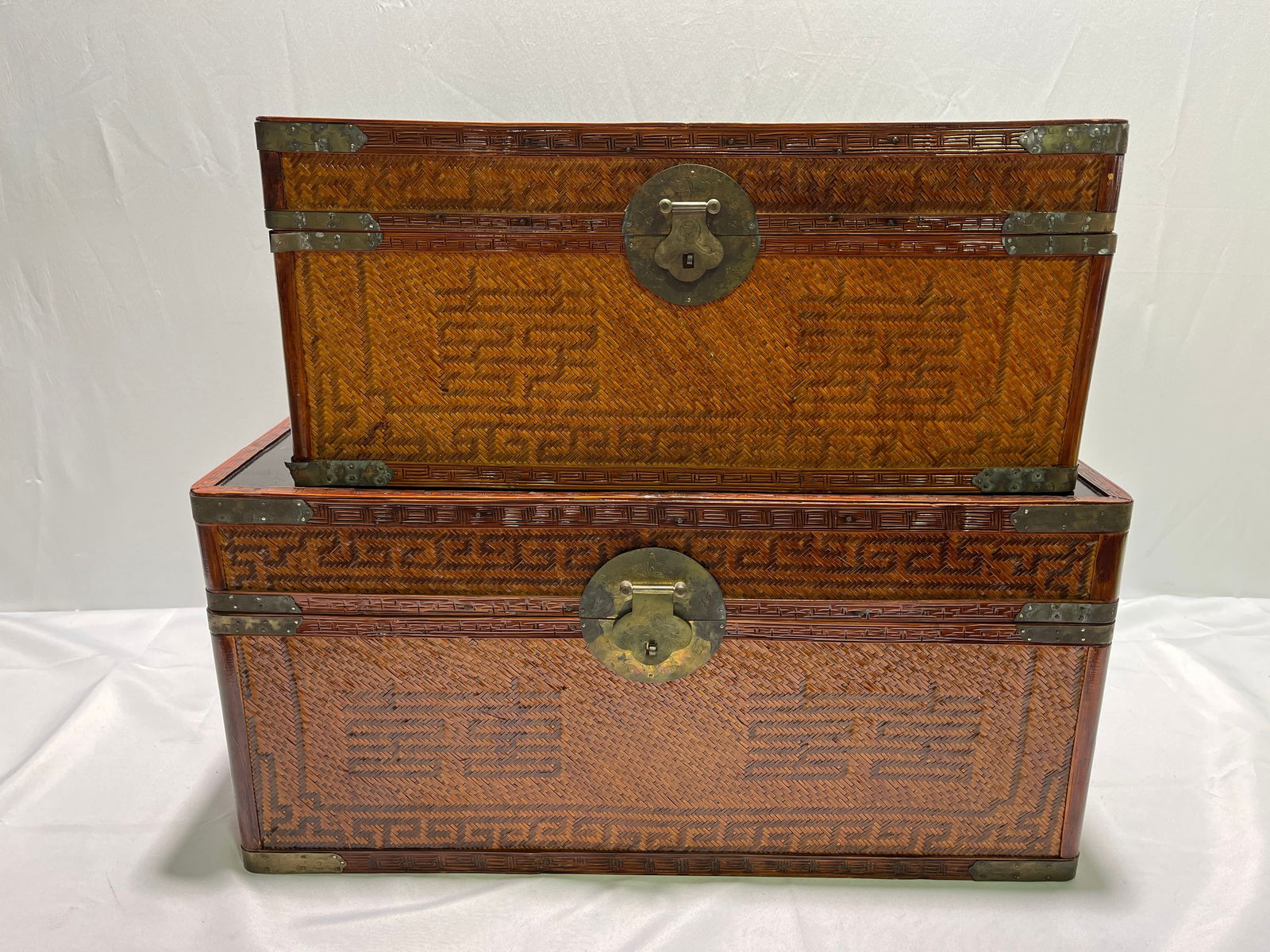 H307 2 Asian Storage Chests w/ Lacquer Panels (1 of 12)