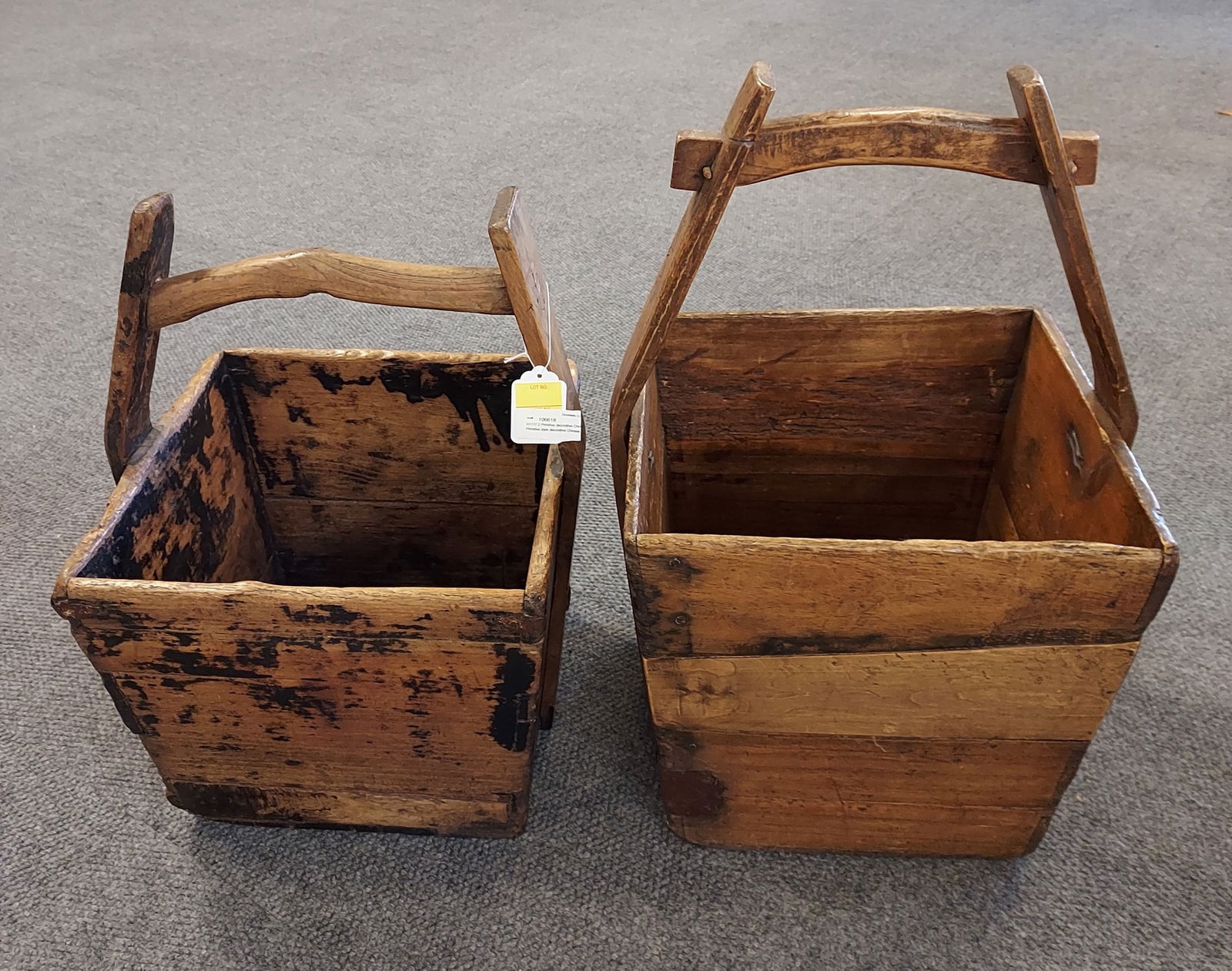 H1117 2 Primitive decorative Chinese wood bucket (1 of 4)