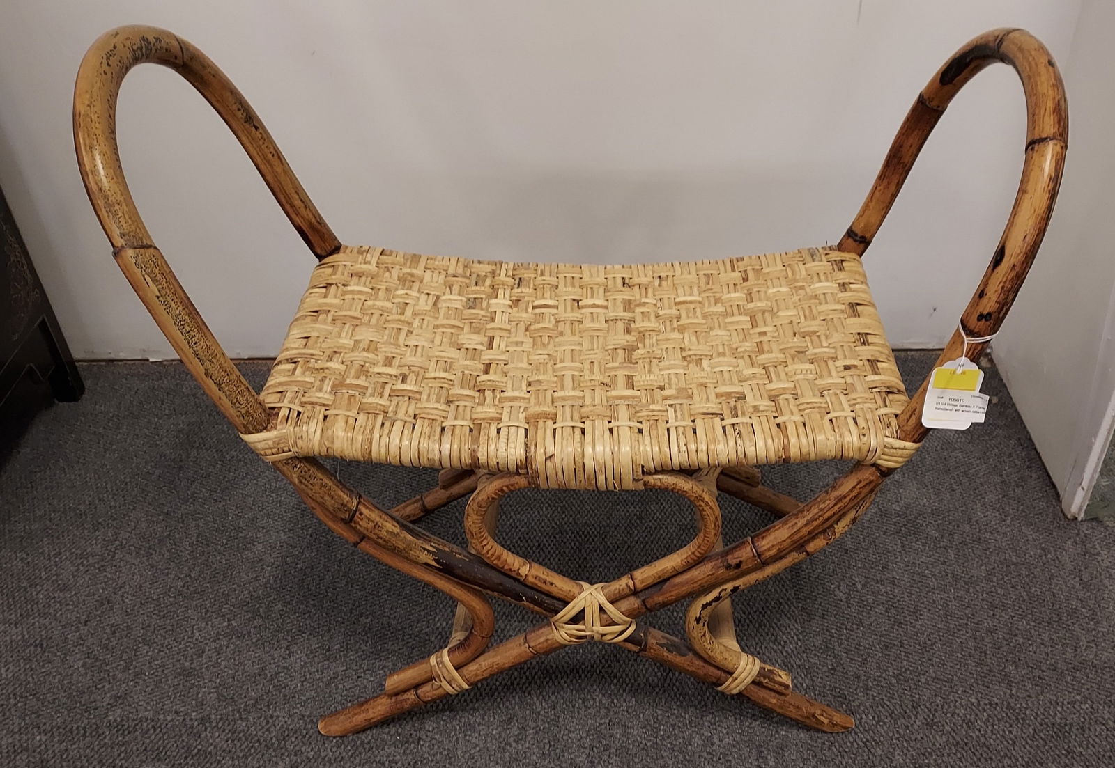 H1104 Vintage Bamboo X Frame Bench (1 of 5)