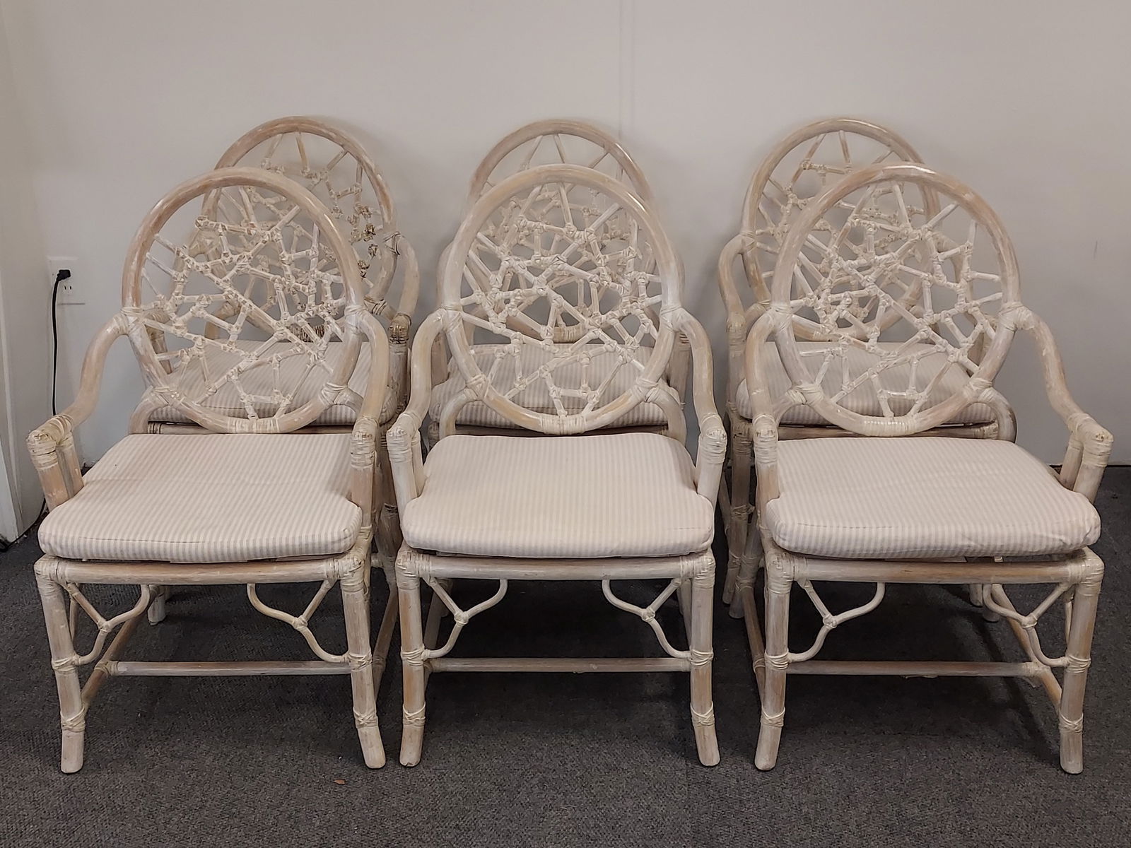 H103 7 Bleached Rattan McGuire Style Chairs (1 of 14)