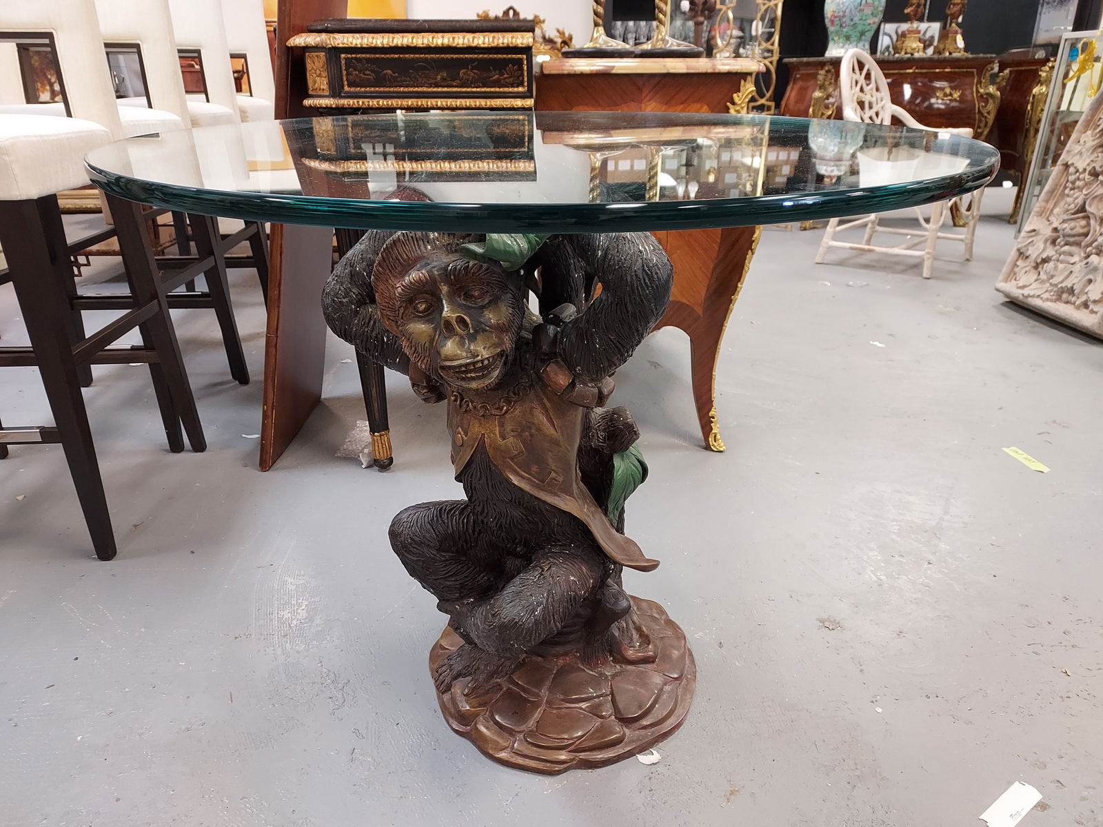 H1102 Glass Top Table with Bronze Monkey Base (1 of 6)