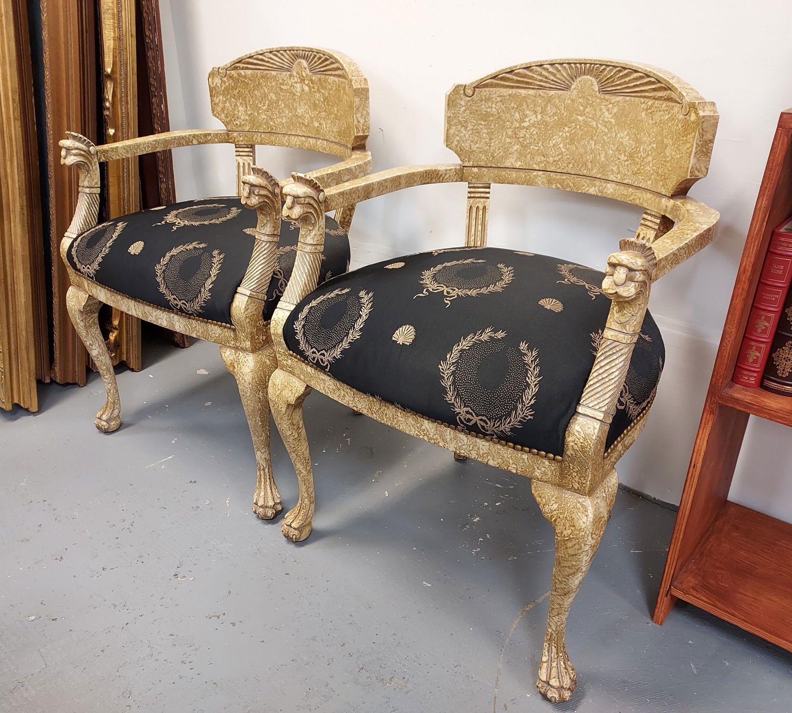 H1241 Pair of Hollywood Regency Arm Chairs (1 of 8)