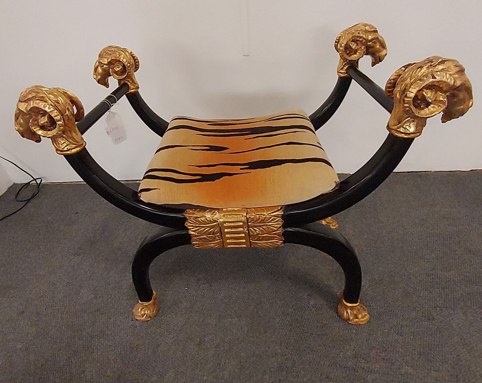 H1327 Hollywood Regency style X frame bench (1 of 13)