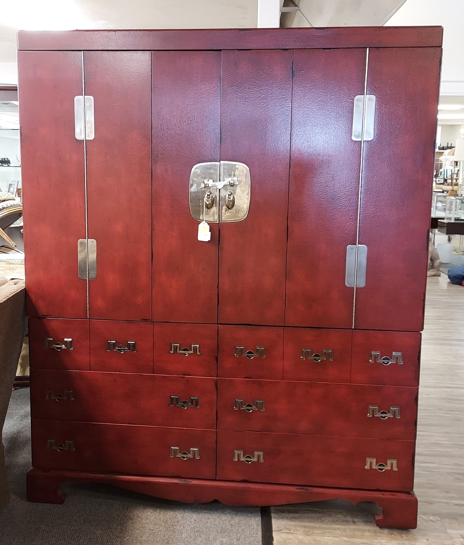 H1146 Henredon Asian Style Red Lacquer Armoire (1 of 6)