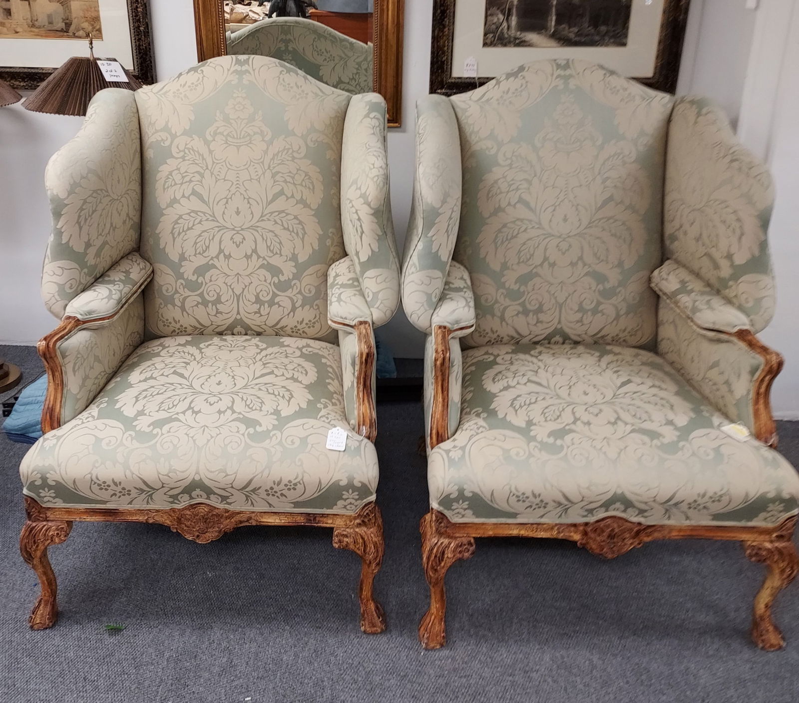 H320 Two Chippendale style wing back chairs (1 of 13)