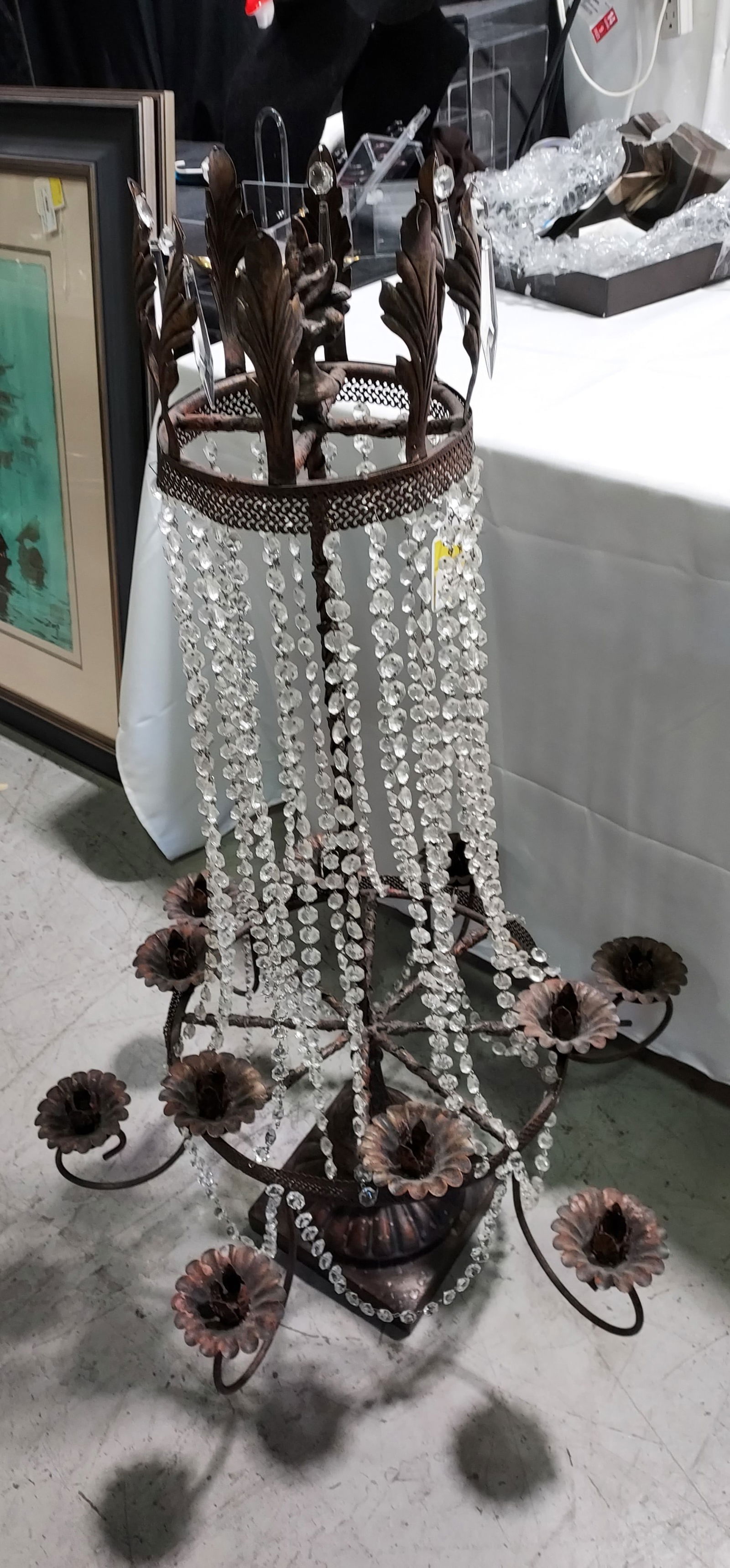 H120 Iron Candelabra crystal beading 41" (1 of 7)