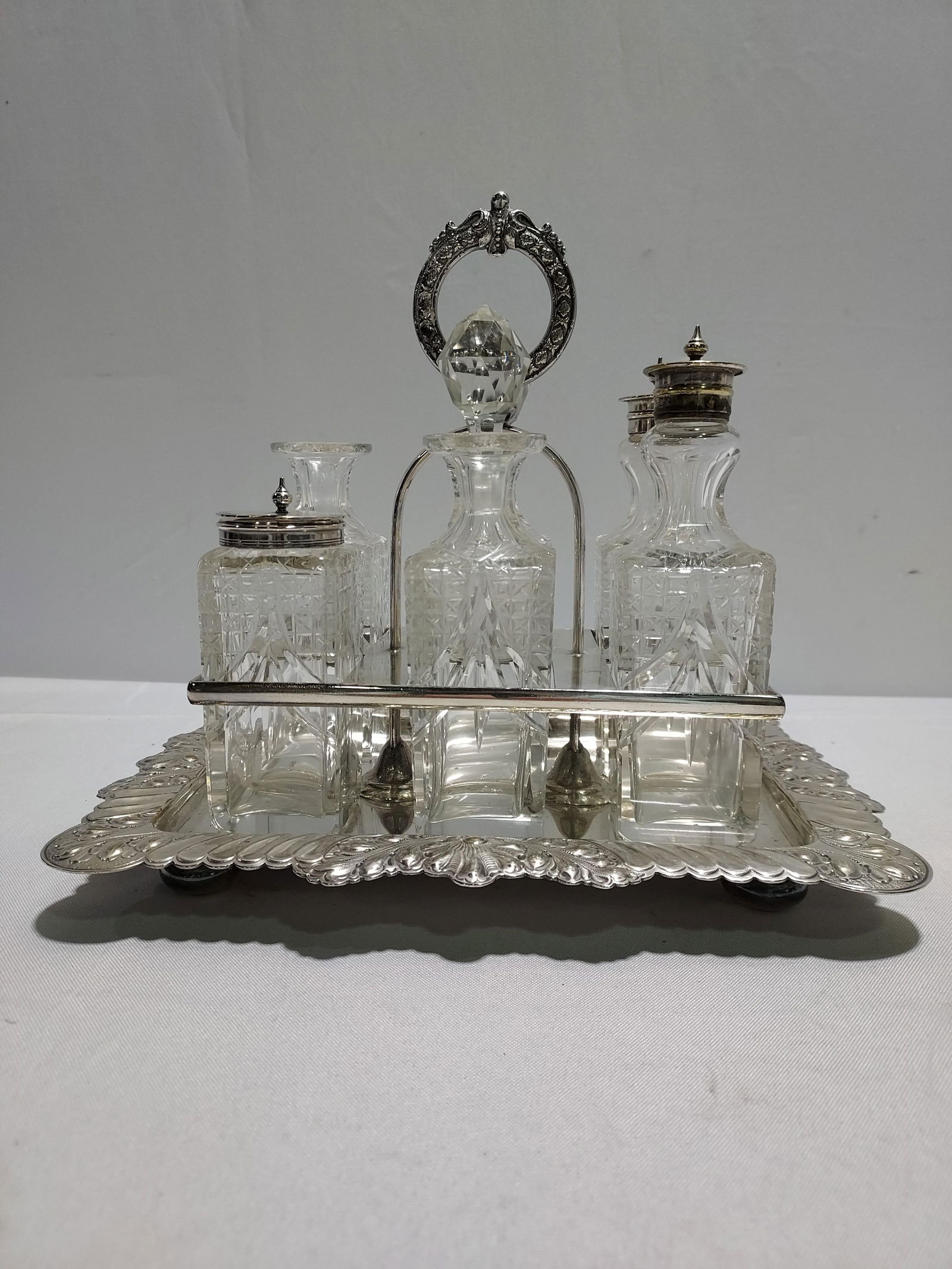 H199 A 7 piece Victorian cut glass and silverplate (1 of 9)