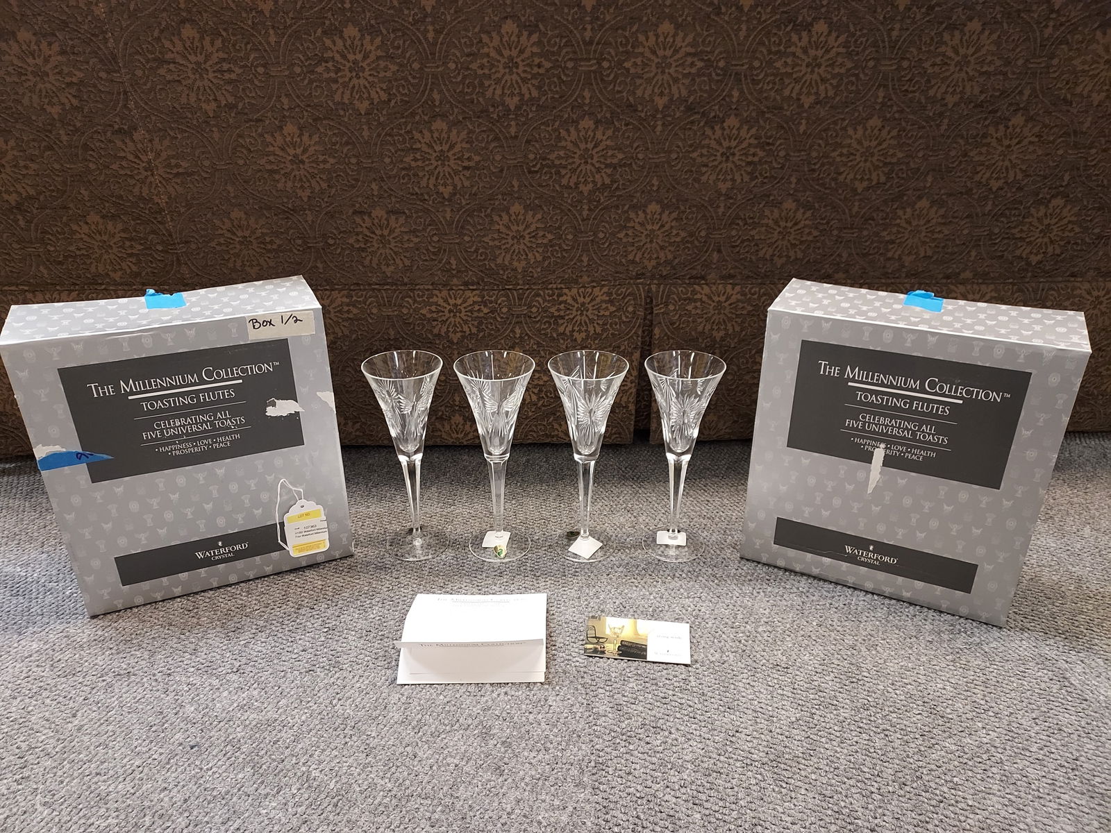 H1352 Waterford Millennium Champagnes in Box 4pc (1 of 10)