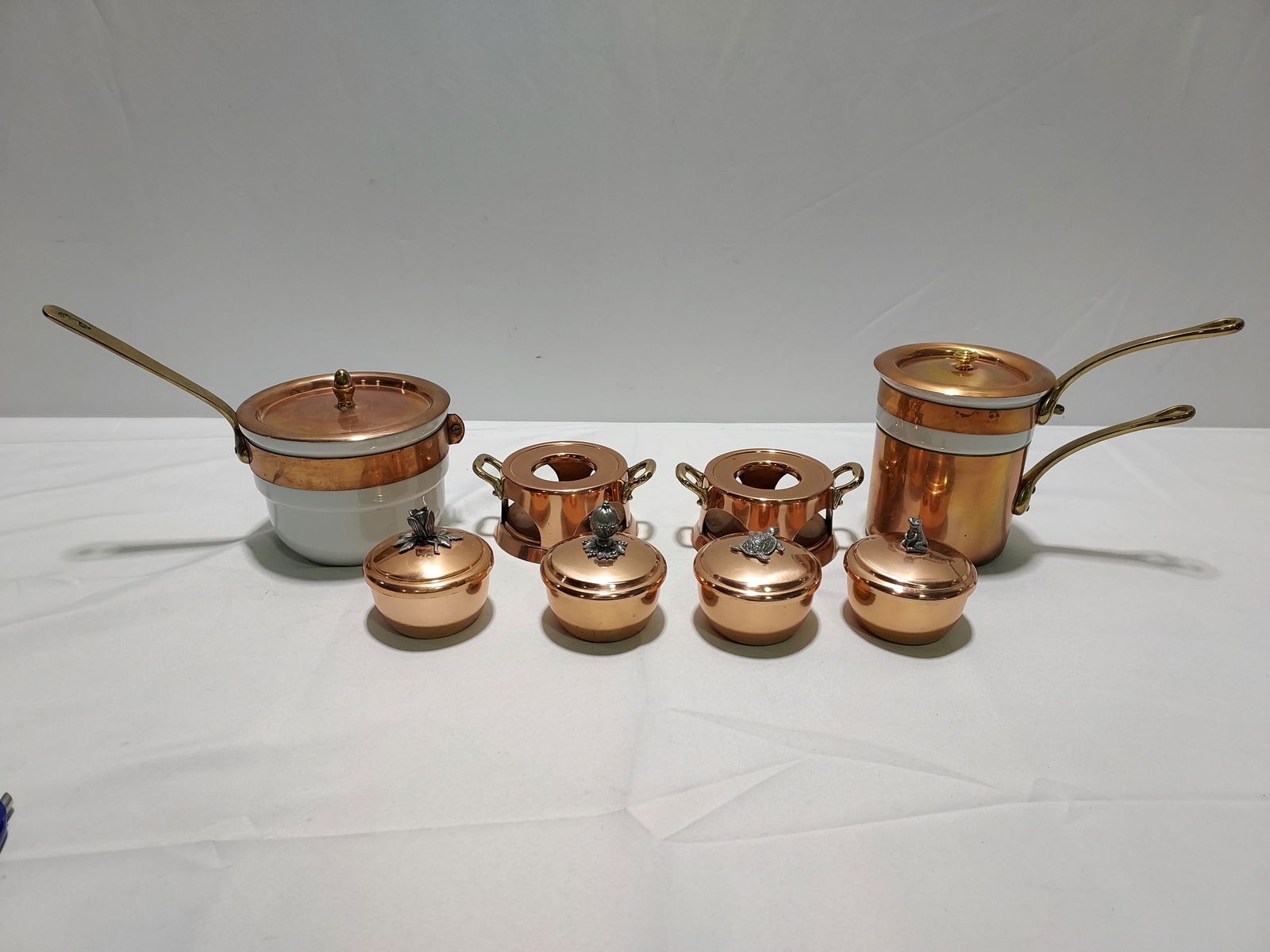 H157 French Copper & china Bain Marie sauce pan. (1 of 14)