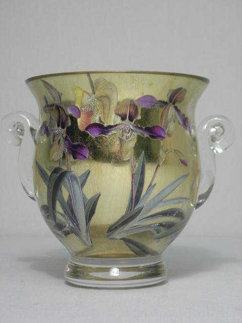 art decoupage glass ART POTTER GLASS ORCHID GILT URN SCOTT DECOUPAGE art decoupage glass ART POTTER GLASS ORCHID GILT URN SCOTT DECOUPAGE