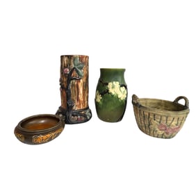 4 pcs AMERICAN ART POTTERY WELLER ROSEVILLE