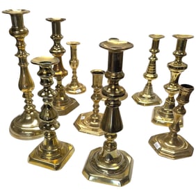 10 PC BRASS CANDLESTICK GROUPING