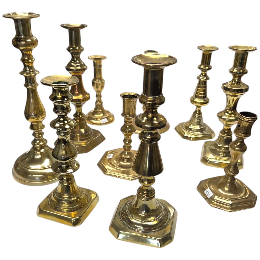 10 PC BRASS CANDLESTICK GROUPING (1 of 6)